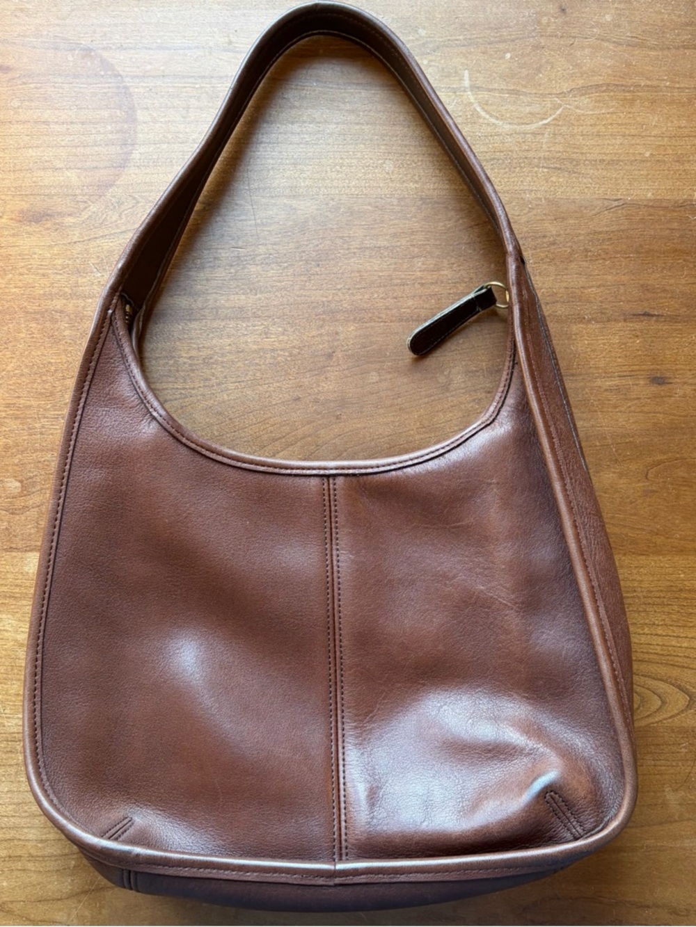 COACH Ergo Pocket Zip #9033 Mahogany Brown Leather Vintage 90s Hobo Shoulder Bag - Picture 2 of 11